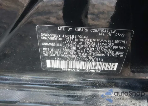 2023 Subaru Crosstrek Premium z USA, uszkodzony, nr VIN JF2GTAEC9P8236819